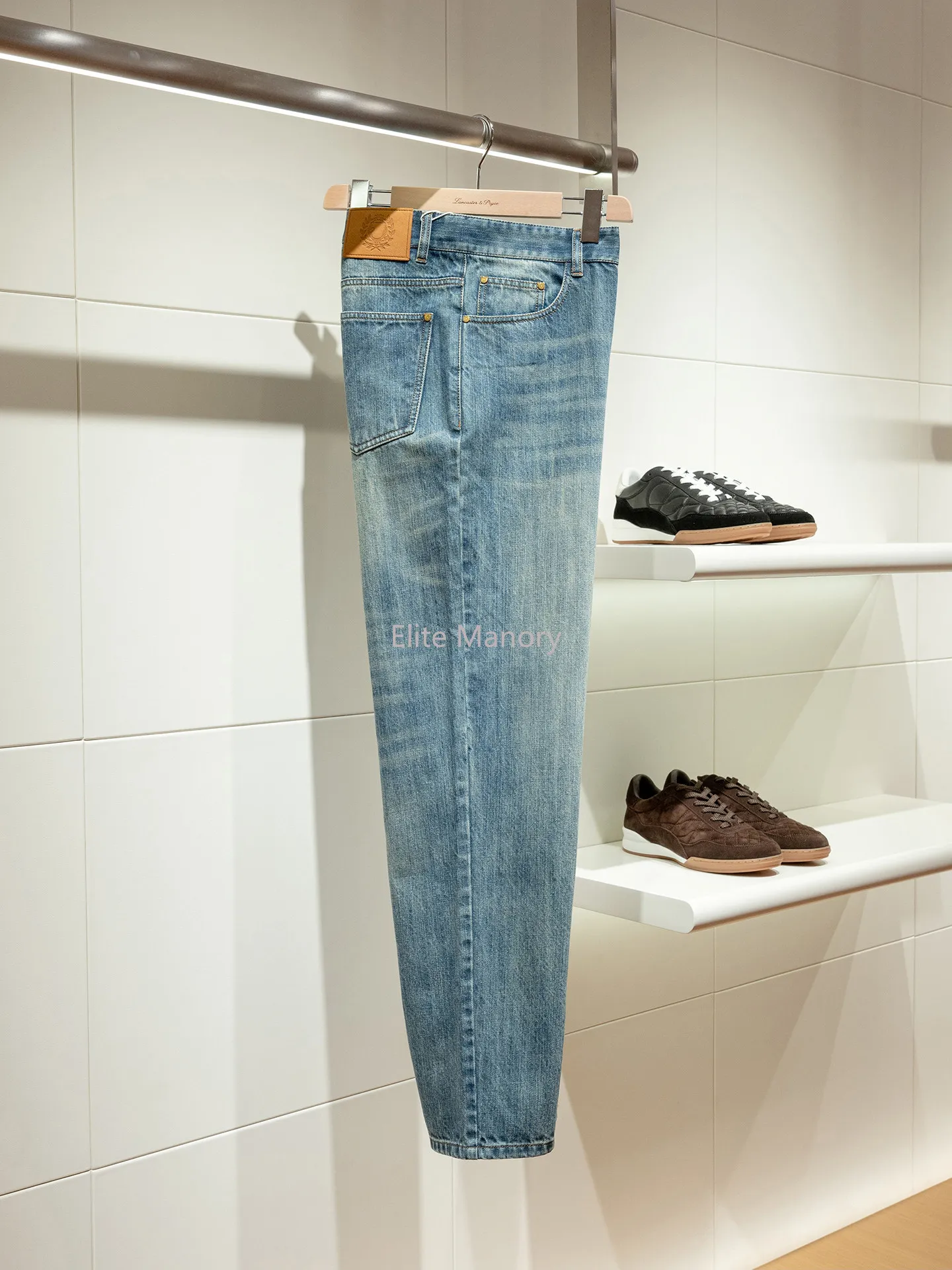 

[Turkish Fabric] 14 ounces old washed tannins men's loose straight jeans