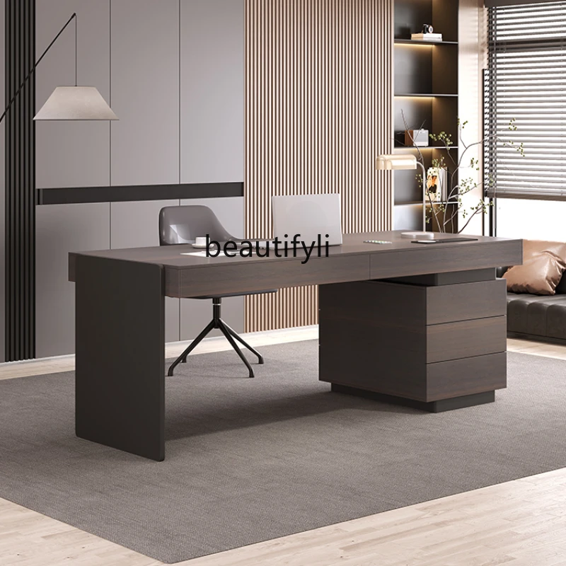 Italian Light Luxury Desk Modern Minimalist Solid Wood High-End Desk Home Study Simple Computer Desk