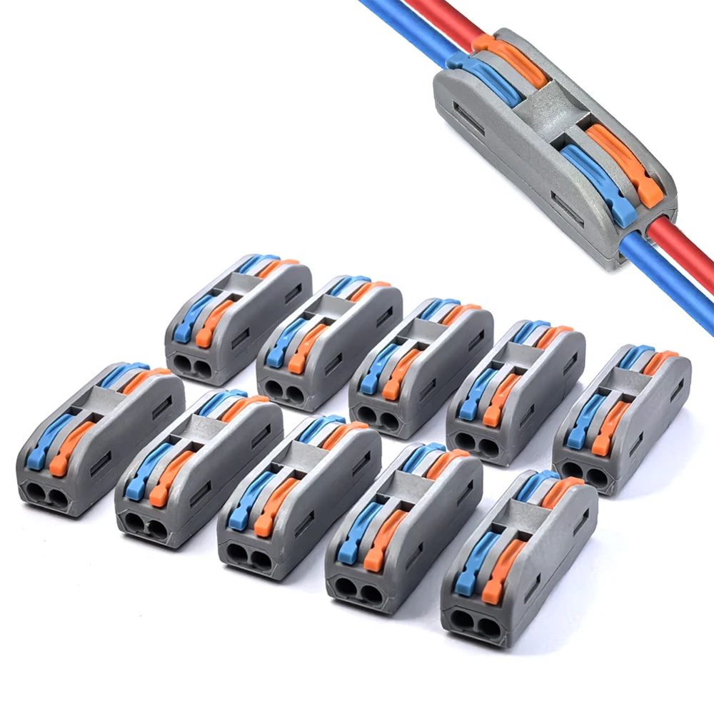 20/50pcs Mini Quick Wire Connector, 2-In 2-Out Purple Copper Conductive Universal Electrical Push-in Lighting Terminal Connector