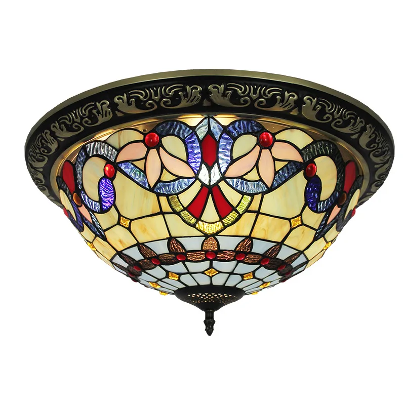 

Old Shanghai retro ceiling lamp glass European style living room dining room