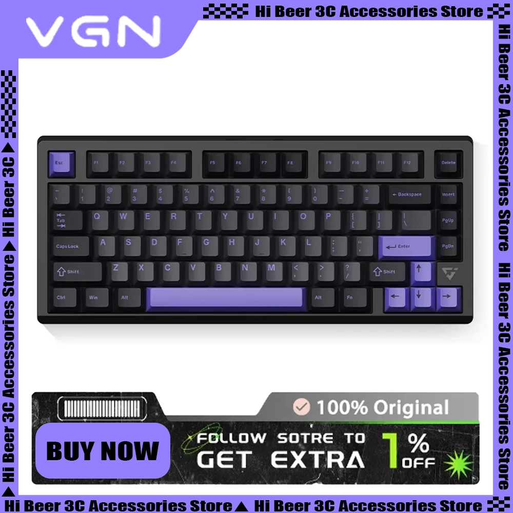 New Vgn Vxe75 V2 Mechanical Keyboard Aluminium Alloy Rgb Three Mode Wireless Gaming Keyboard Hot Swap Gasket Pc Gamer Accessory