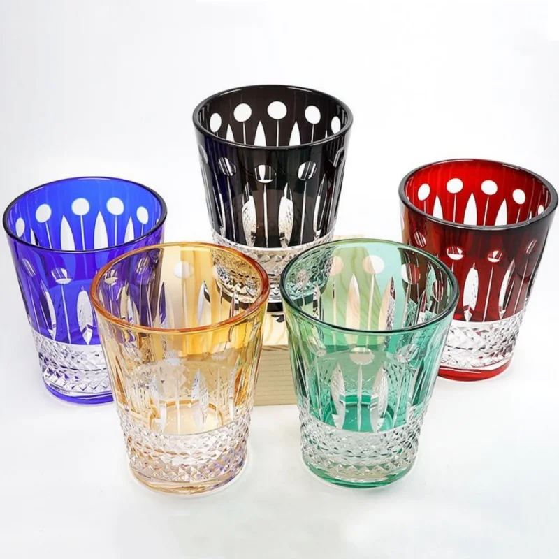 Вневременные ручные резки и разноцветные бокалы для вина, барная посуда, цветное хрустальное стекло Edo Kiriko, стакан для коктейля и виски