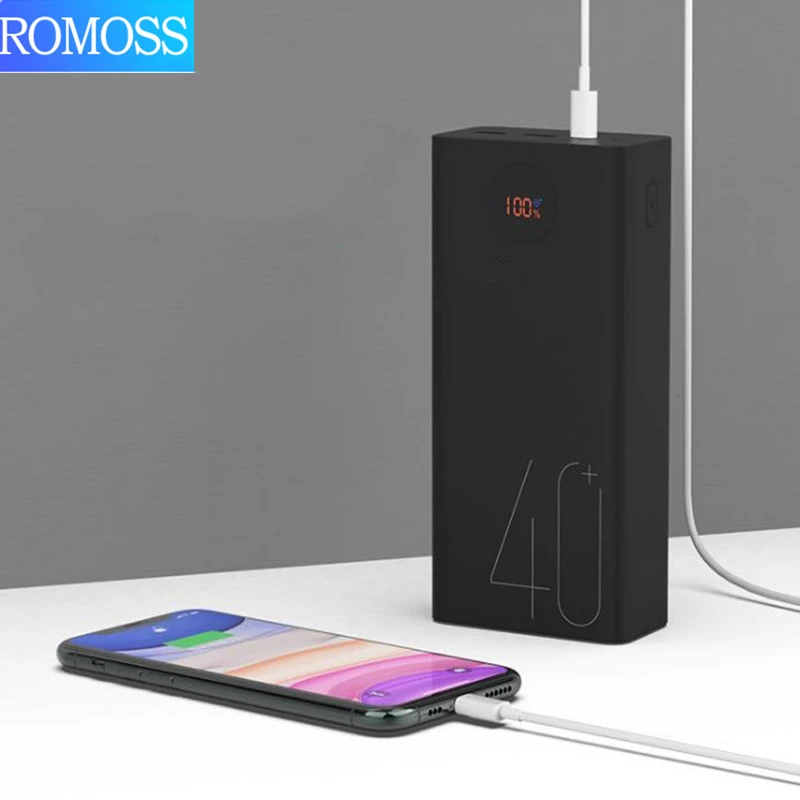 

ROMOSS PEA 40 Original High Capacity Power Bank 40000mAh Portable External Battery Fast Charging USB C Charger for Xiaomi