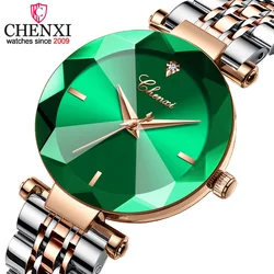 CHENXI-relojes de oro rosa para mujer, pulsera de cuarzo resistente al agua, de acero inoxidable, 309