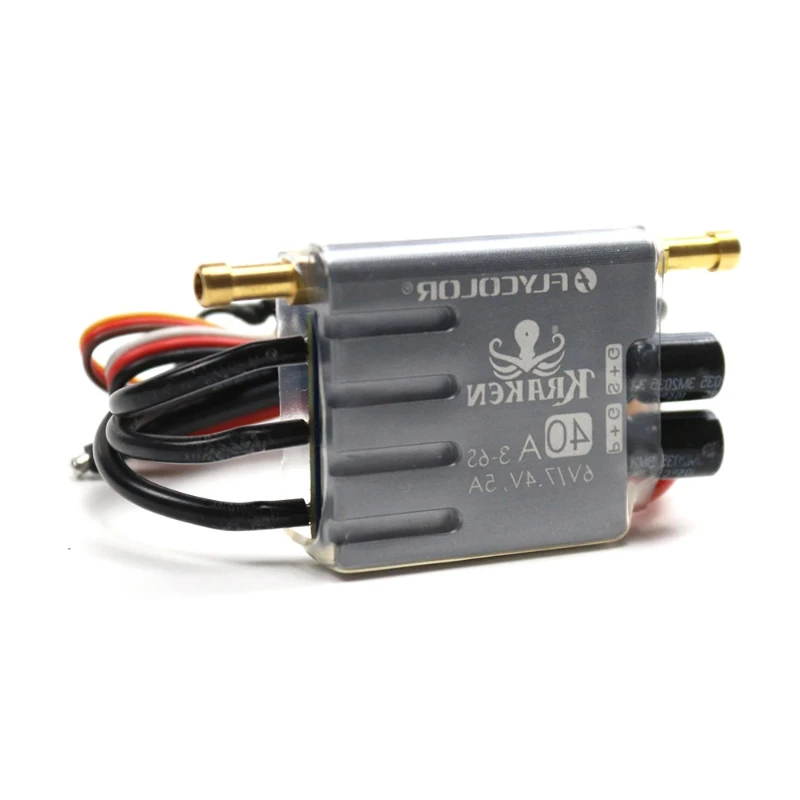 B-M FLYCOLOR Kraken Series Waterproof Brushless ESC 3-6S 6V/7.4V 5A BEC/Water Cooling System for Model Ship RC Boat -40A