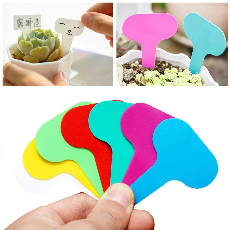 

100pcs Garden Labels Plant Classification Sorting Sign Tag Ticket Plastic Writing Plate Board Plug In Card Colorful Cable wrap