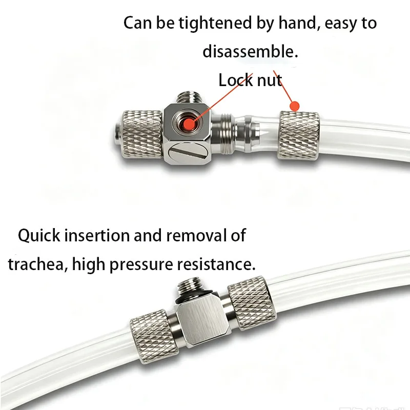 10PCS CNC Mini Air Nozzle Tube Quick Twist Lock Joint Pagoda Three way Thread Straight Bend PL4-M3 4-M5