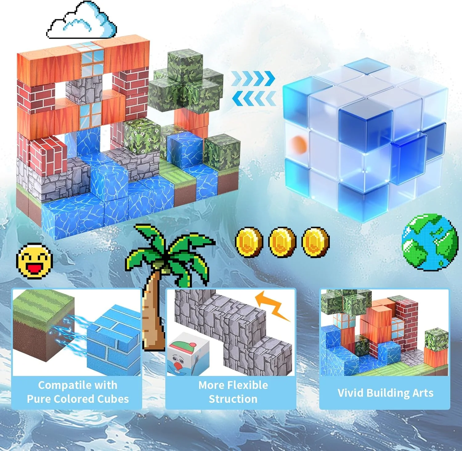 

54 шт., набор магнитных строительных блоков, развивающая игрушка для детей, креативный и креативный конструктор, унисекс