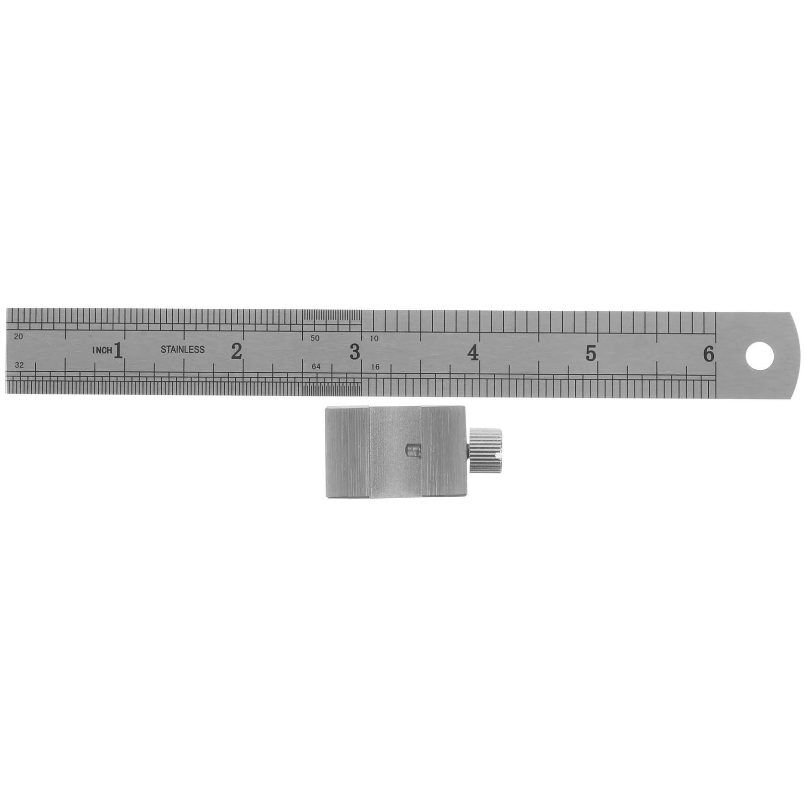 1Set Thickened Stainless Steel Ruler Straight Scale Measuring Tool Stopper Precision Engineering Drawing Ruler Metal Carpenter