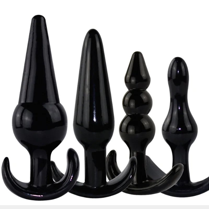 Butt Plug Set for Men Women, 4 Sizes G Spot Anal Stimulator, Adult Sex Toys Silicone Anal Beads Dildo with Storage Bag
