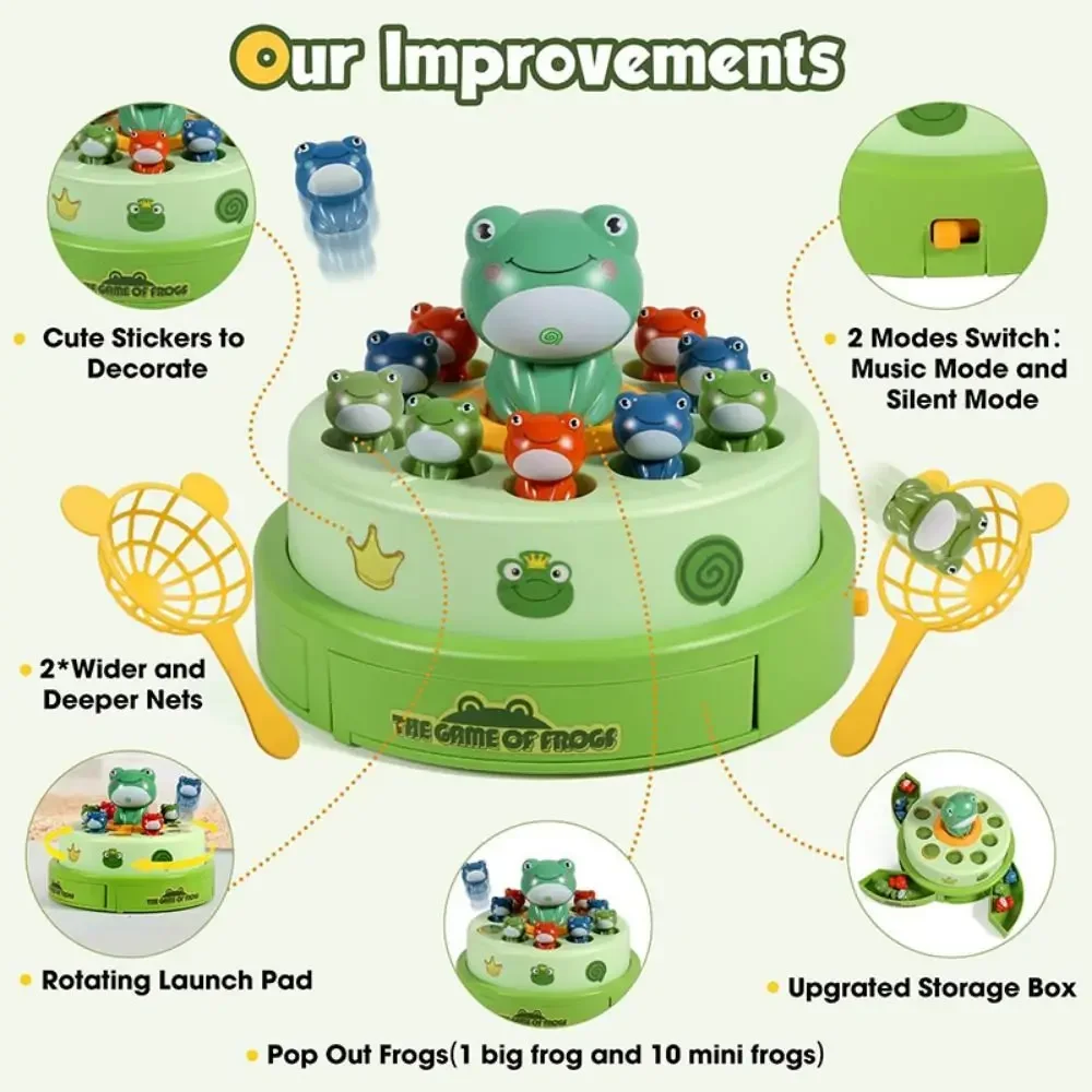 Electric Music Light Frog Bounce Game Interactive Training Hand Eye Coordination Frog Montessori Learning Desktop Play Kids Gits