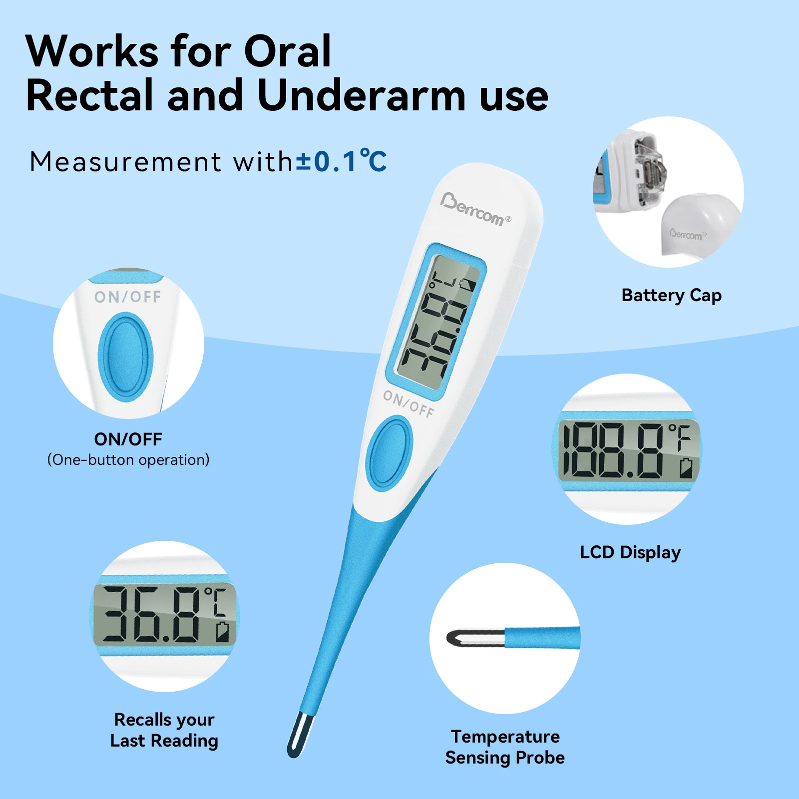 1 PC Digital Thermometer Good Quality Clinical Oral Underarm Rectal Test Baby Adult Fever Temperature Basal Rigid Tip Termometer