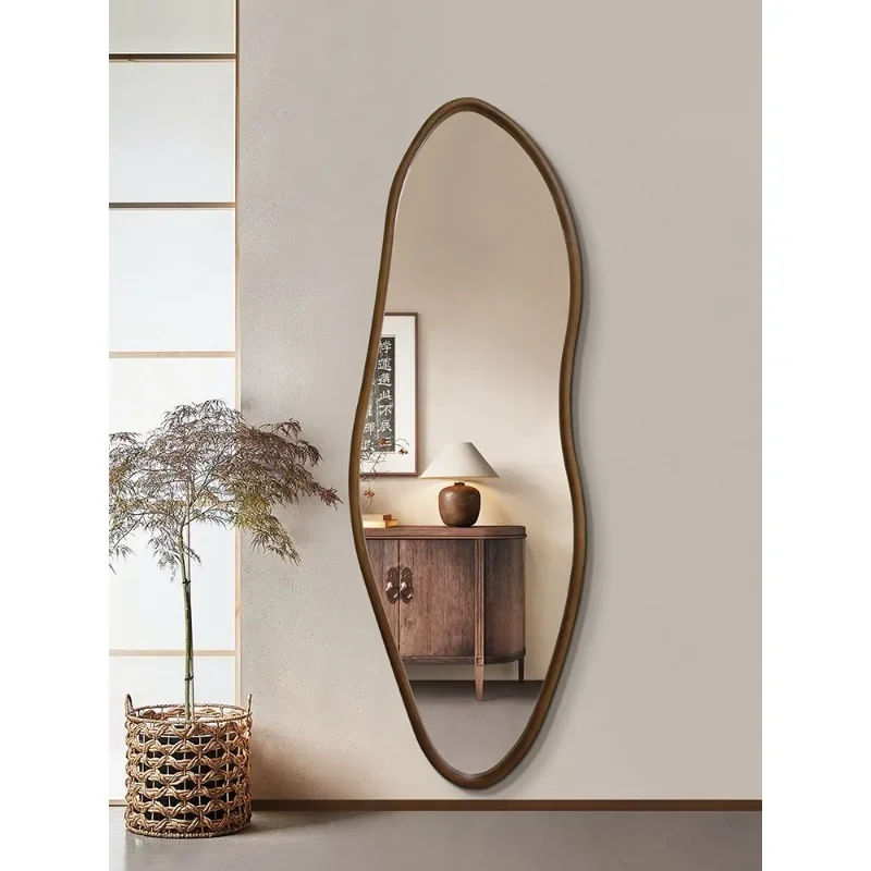 Literature and art solid wood full-body mirror antique full-length mirror household wall-mounted fitting room entrance decorativ