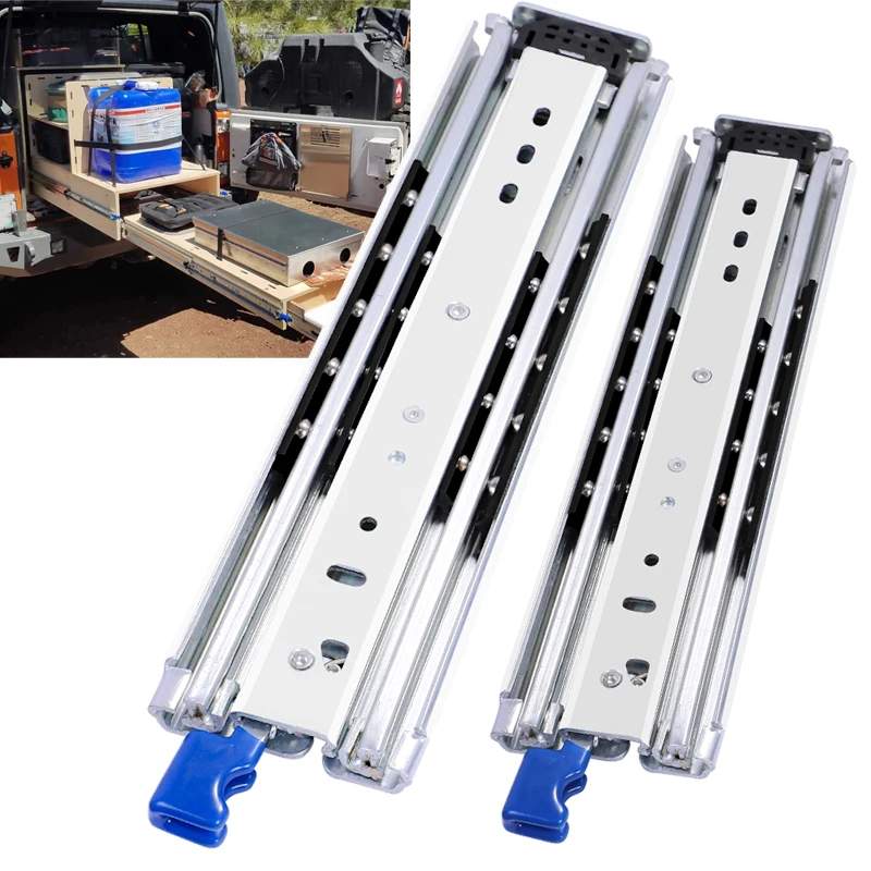 

1 Pair Heavy Duty Drawer Slides 10-60 In 500 lb Load Capacity Side Mount Full Extension Ball Bearing Industrial RV Runners Rail