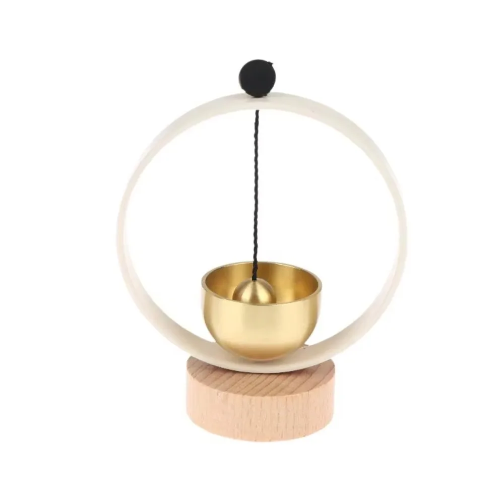 Ensemble de bols chantants sur base en bois, ton clair, cadre circulaire, carillons éoliens de yoga, sons apaisants faits à la main, bol sonore pour la pleine conscience
