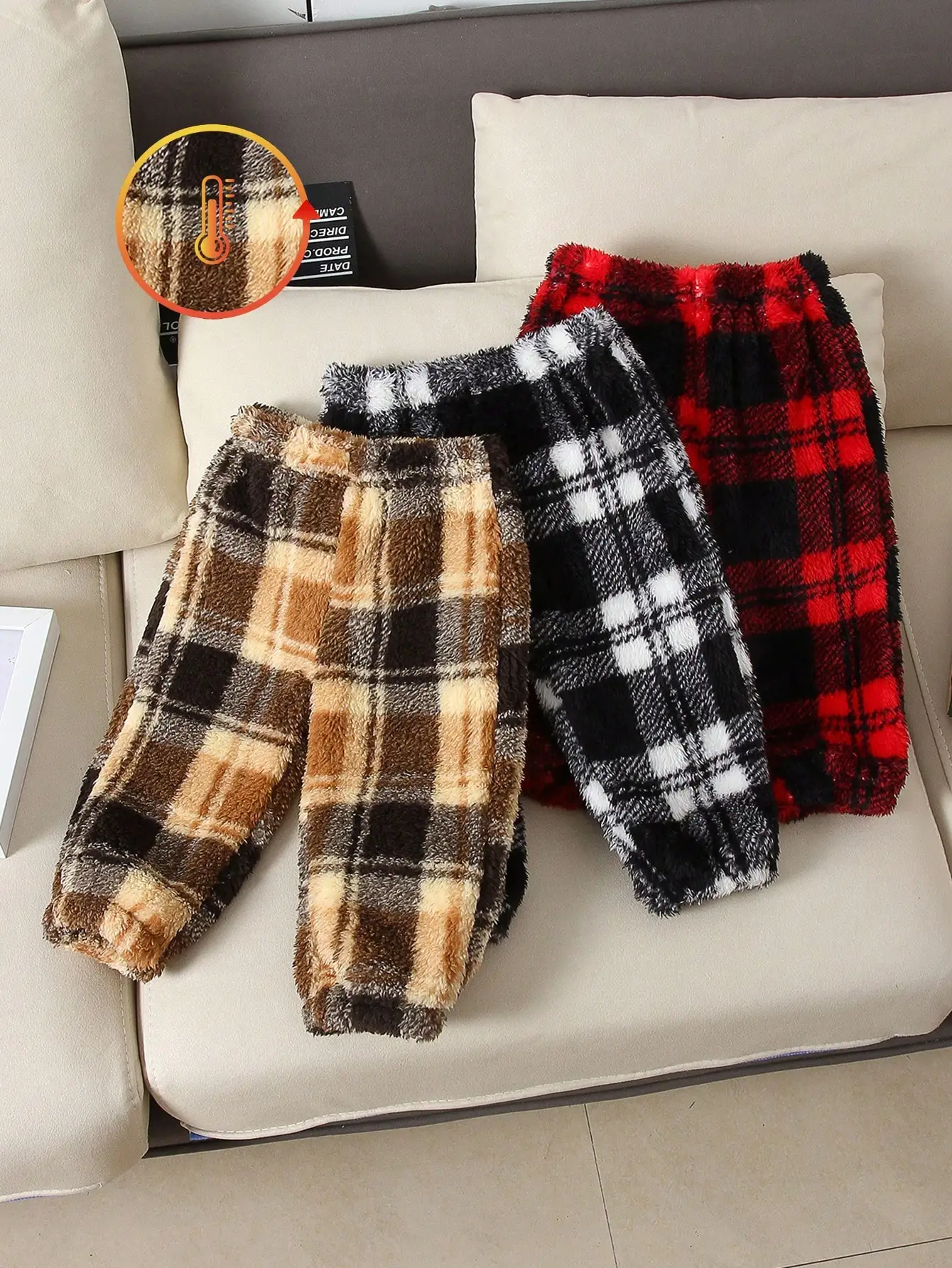 

3-Pack Plaid Fleece Pants for Toddlers - Warm Soft Flannel Pajama Bottoms for Autumn Winter