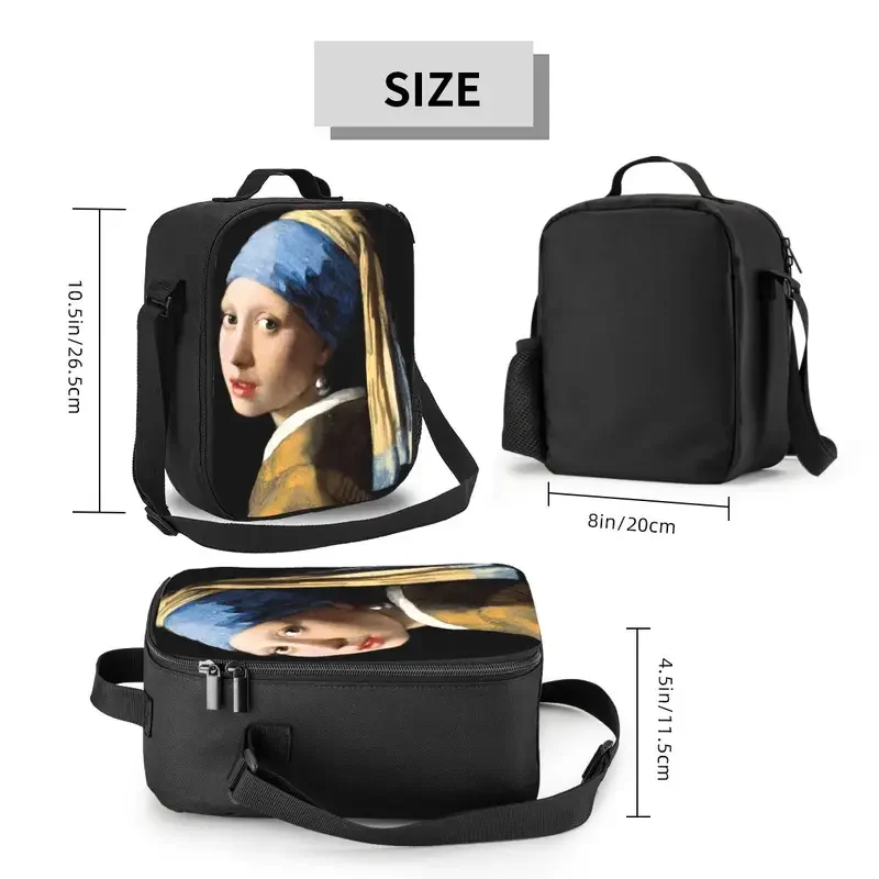 Girl With A Pearl Earring Insulated Lunch Bag for Women Vincent Van Gogh Painting Cooler Thermal Bento Box Office Work School