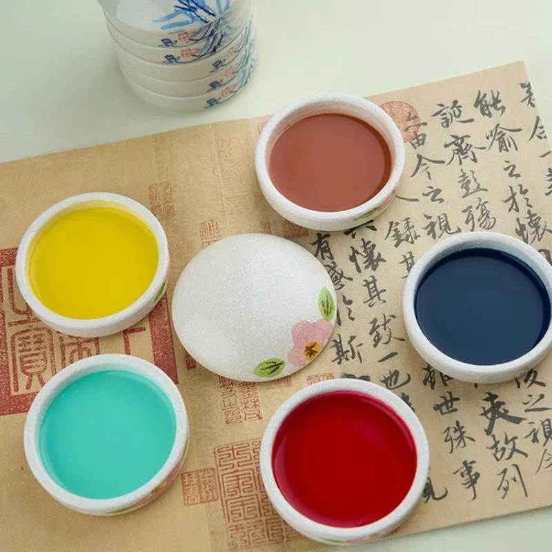 Ceramic 5 Layer Watercolor Saucer Color Palette Set Dish Empty Saucer Chinese Painting Classical Traditional Gouache