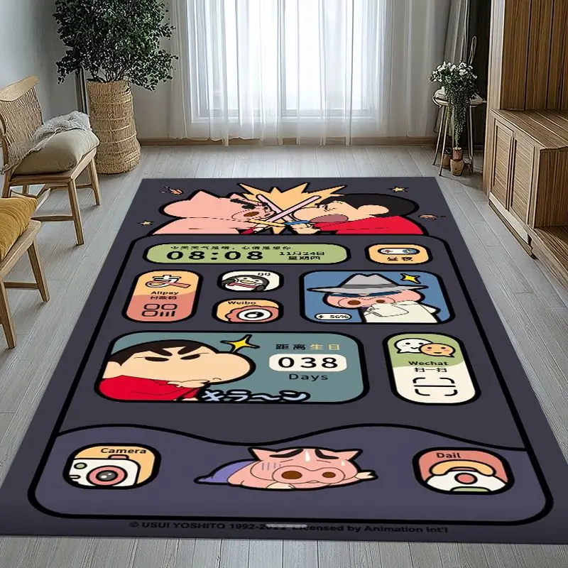 3D C-Crayon Shin-chans Cartoon Area Rug,Soft Non-Slip Carpet Mat for Living Room Bedroom Kids Playroom,Sofa Floor Rug,Home Decor