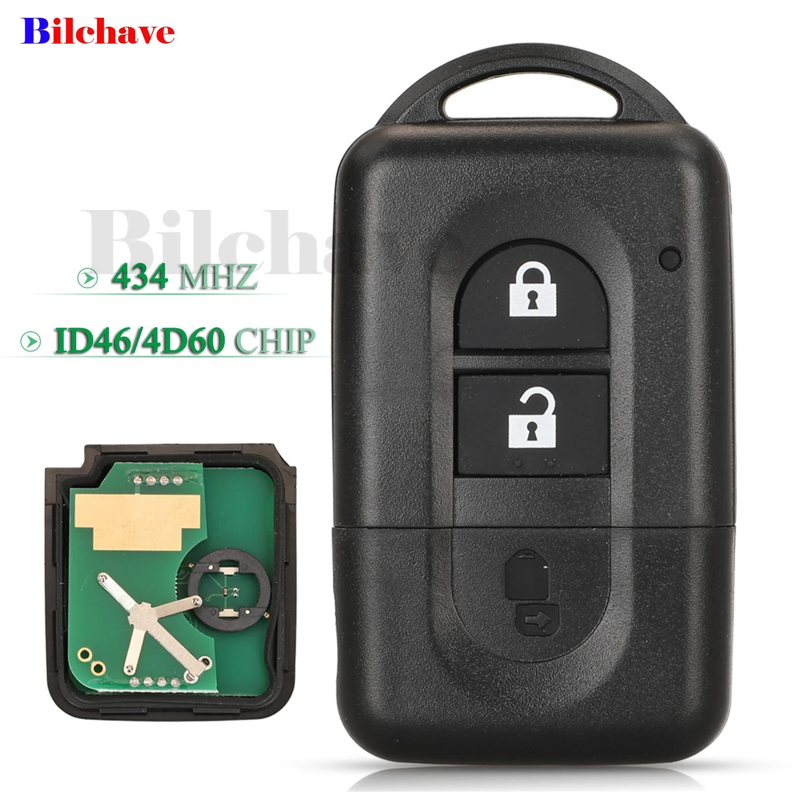 

jingyuqin 2 Buttons For Nissan Micra X-trail Qashqai Juke Duke Pathfinder Fob Remote Smart Car Key 434Mhz ID46 Chip Replacement