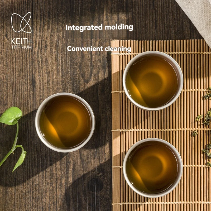 Pure titanium tea cup double-layer heat insulation and anti-scalding household titanium tea cup coffee cup office and home titan