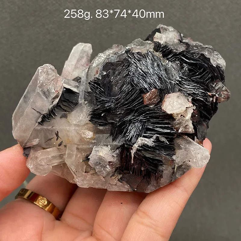 

100% (Зеркальная железная руда и кристалл coexist) Натуральный зеркальный призмен Минеральные образцы Лечебный кристалл