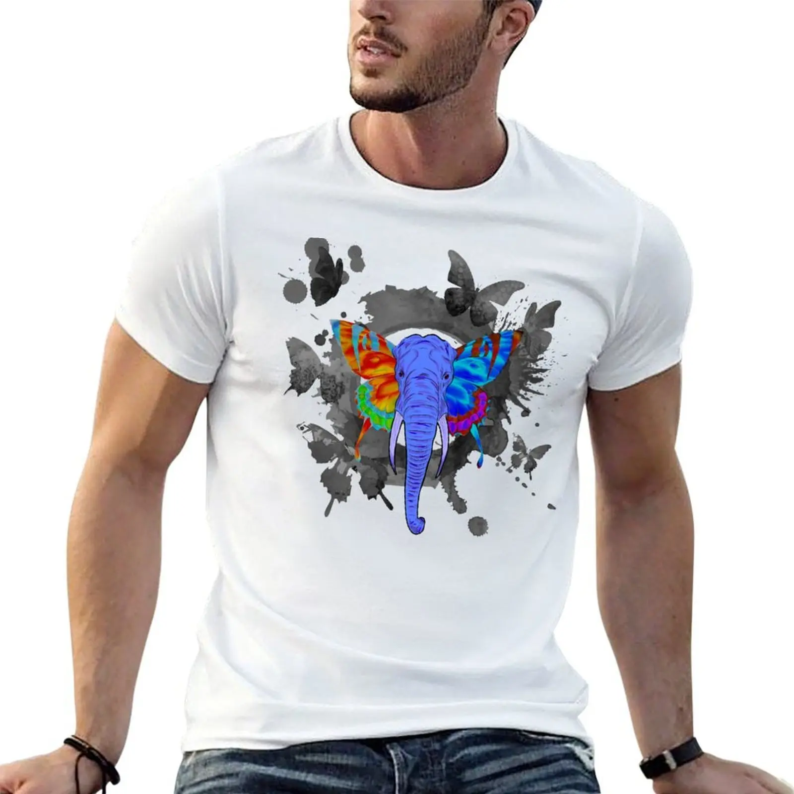 

Butterfly Ears Elephant T-Shirt t shirt men 100% cotton luxury brand man t shirts high quality luxury brand T-Shirt