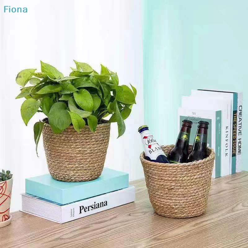 ✔Planter Basket Flower Pot Basket Rattan Straw Grass Woven Flowerpot Mini/S/M/L Furniture Decoration For Garden Terraces
