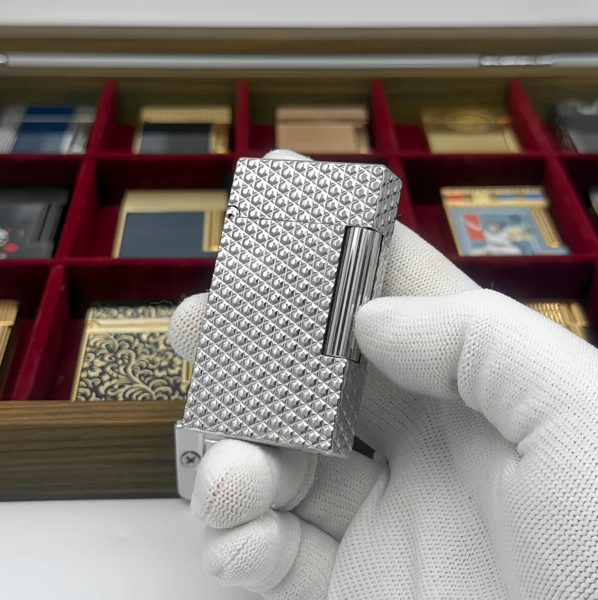 Rhombus Pattern Brass Lighter,Classic Gas Refillable Lighters, Luxury Cigar Cigarette Lighter, Gift For Men Collection