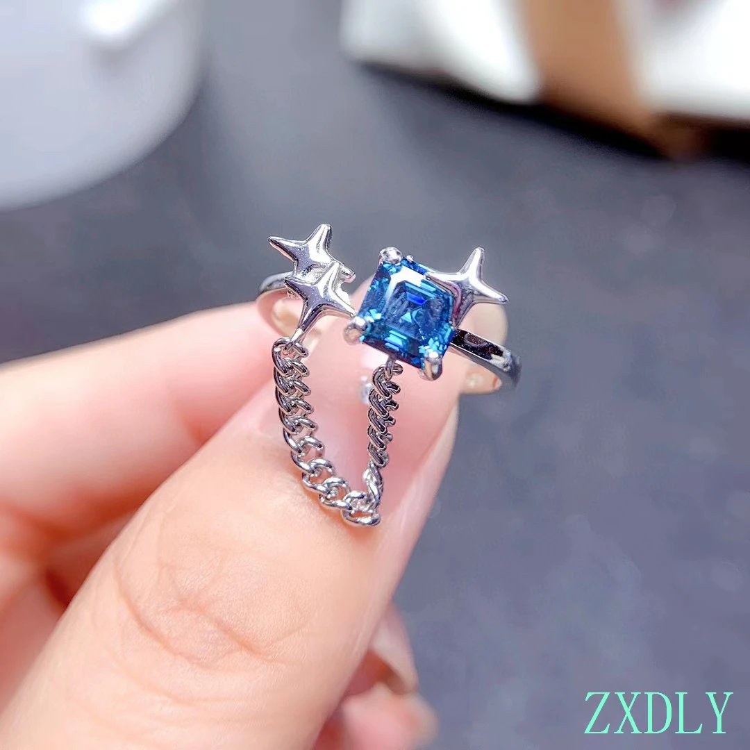 New 2025 Blue Moissanite Ring 925 Sterling Silver 1ct Lab Diamond Pass Test Engagement Ring For Women Wedding Party Gift