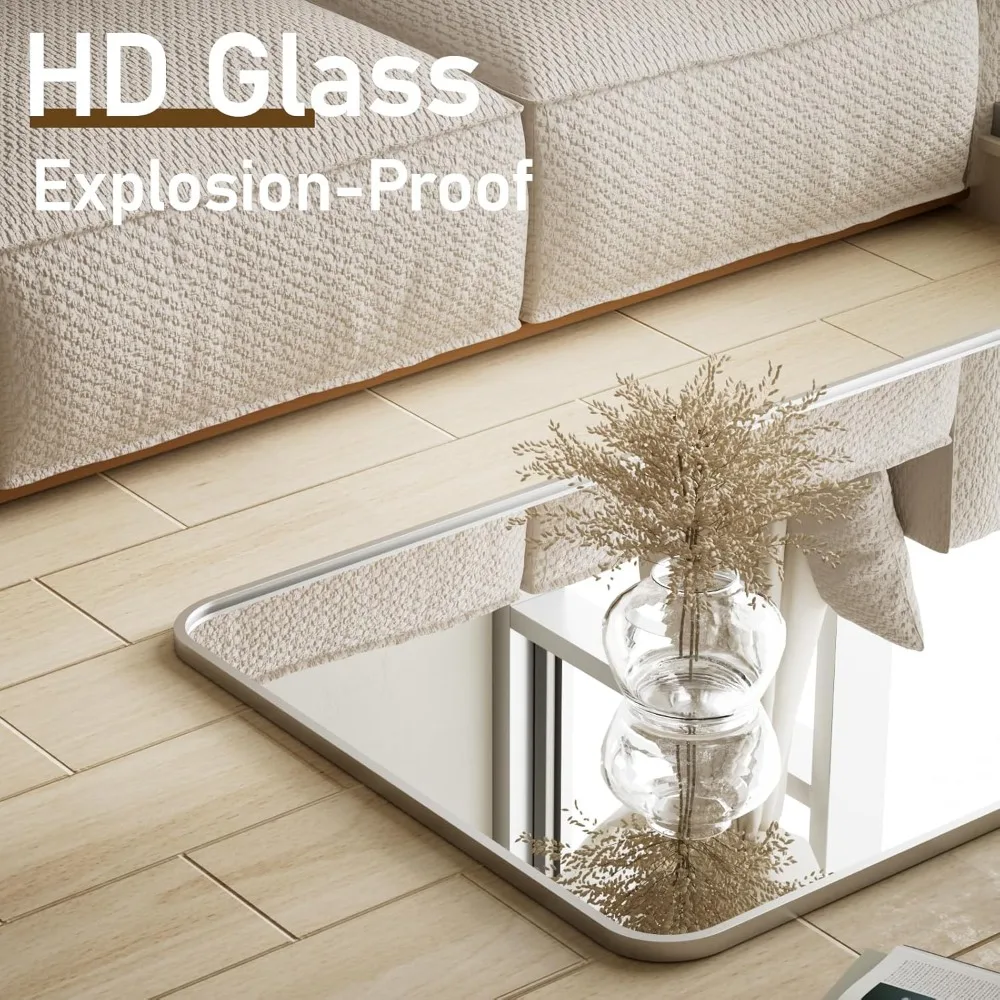 Miroir de sol argenté pleine longueur, 65 x 24 pouces, coins arrondis, polyvalent sur pied ou suspendu, idéal pour les chambres à coucher et le salon de spa