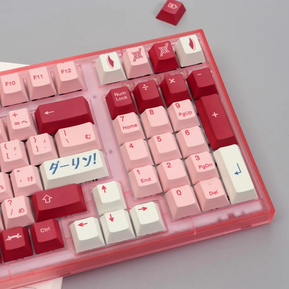 PBT Thermosublimation Large Set GMK Darling Darling Keycaps Pink/Blue Cherry Height Suitable for Mx Mechanical Keyboards