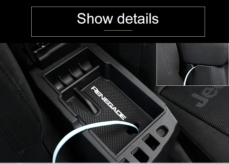 Für Jeep Renegade 2015-2018 2019 2020 2021 2022 2023 2024 2025 Auto Zentrale Armlehne Box Lagerung verstauen Aufräumen Container Fach – Detail 4