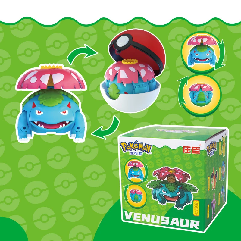 Genuine Pokemon Poke Ball Transform Charizard Bulbasaur Gengar Dragonite Figure Toys Anime Snorlax Lapras Lucario Model Dolls