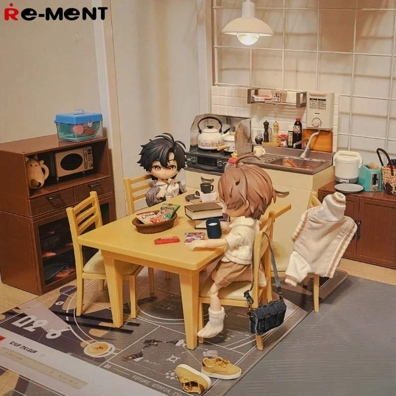 

В наличии Re-Ment, натуральный обеденный стол для дома, миниатюрная сцена в японском стиле, модная коллекционная модель, орнамент, подарочные игрушки, слепая коробка