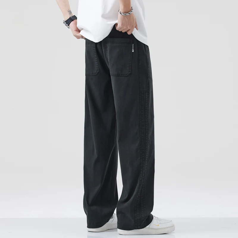 Pantalones vaqueros Lyocell para hombre 2025, nuevos pantalones casuales rectos sueltos finos de verano, pantalones vaqueros ligeros transpirables