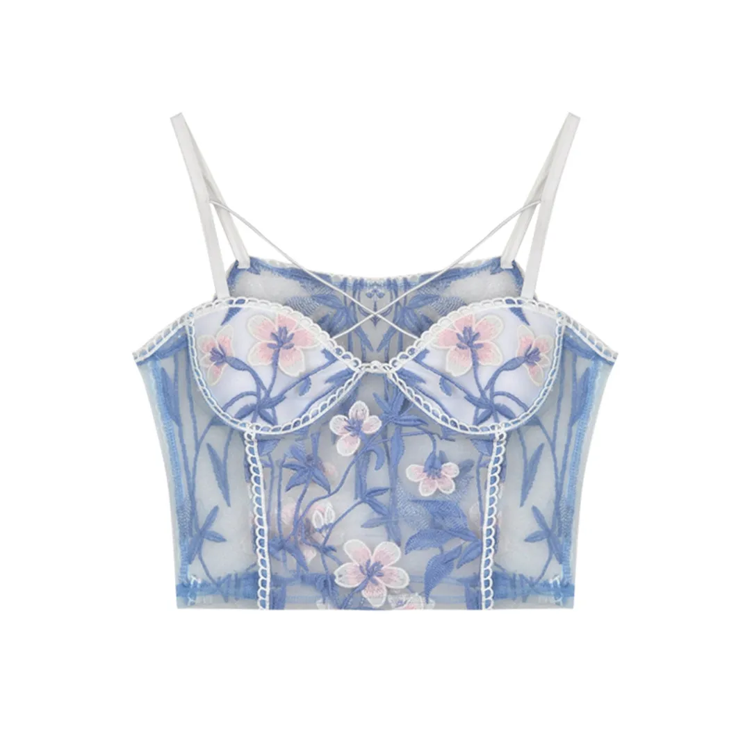 

Extra Large Size Women's Lace Embroidered Tank Top Trendy Street Sle Single Piece Spring Summer Polyester Fabric