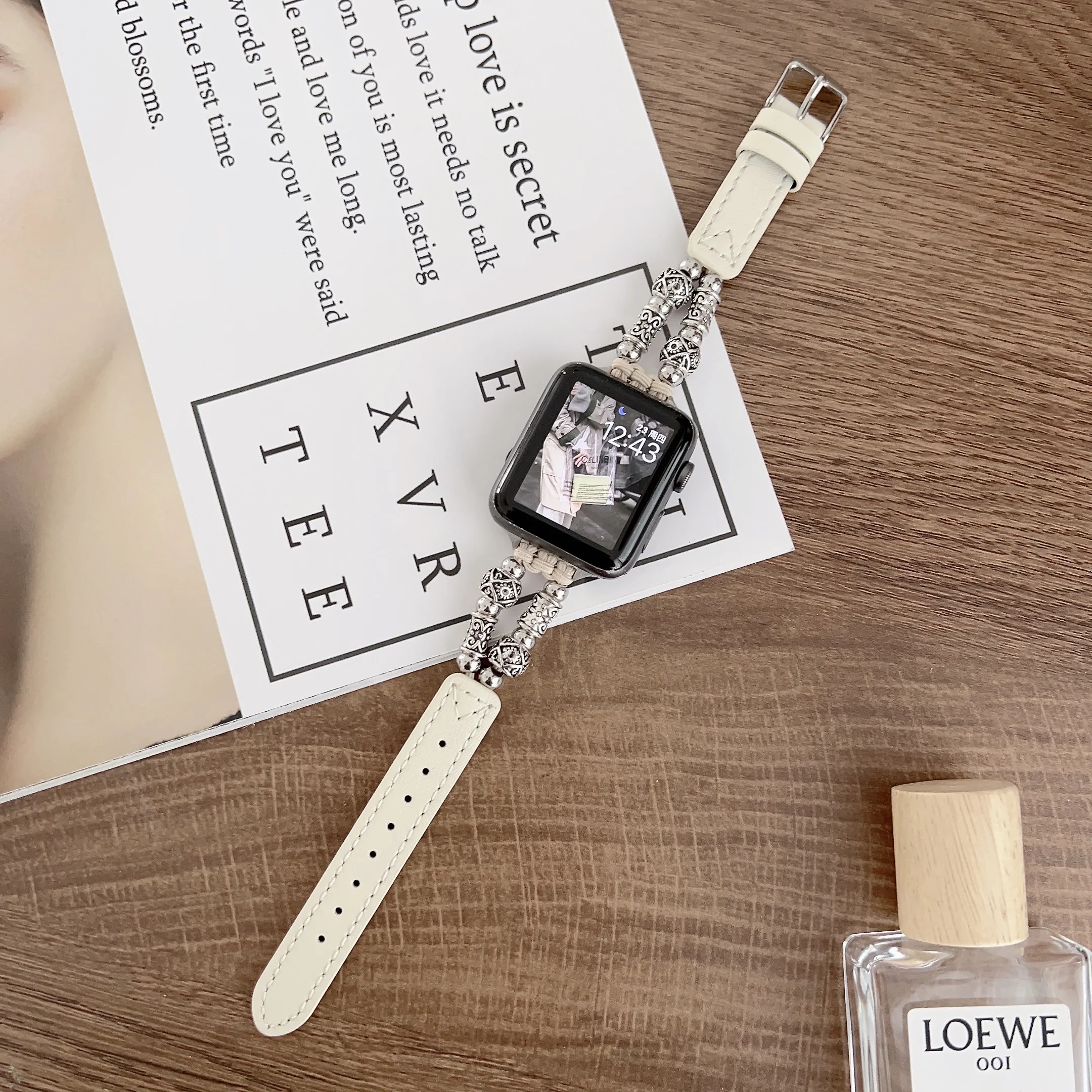 Ремешок для Apple watch, браслет, цепочка для Iwatch87654SE321, модный Тибетский бисерный эластичный кожаный ремешок для Iwtach Ultra