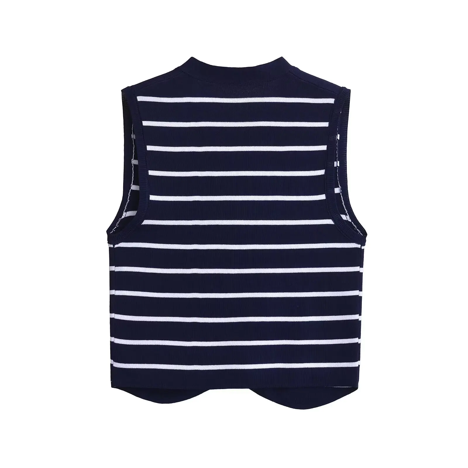 2024 Summer New European and American Street Essential Striped Knitted Vest Casual Fashion Versatile Women\'s Top