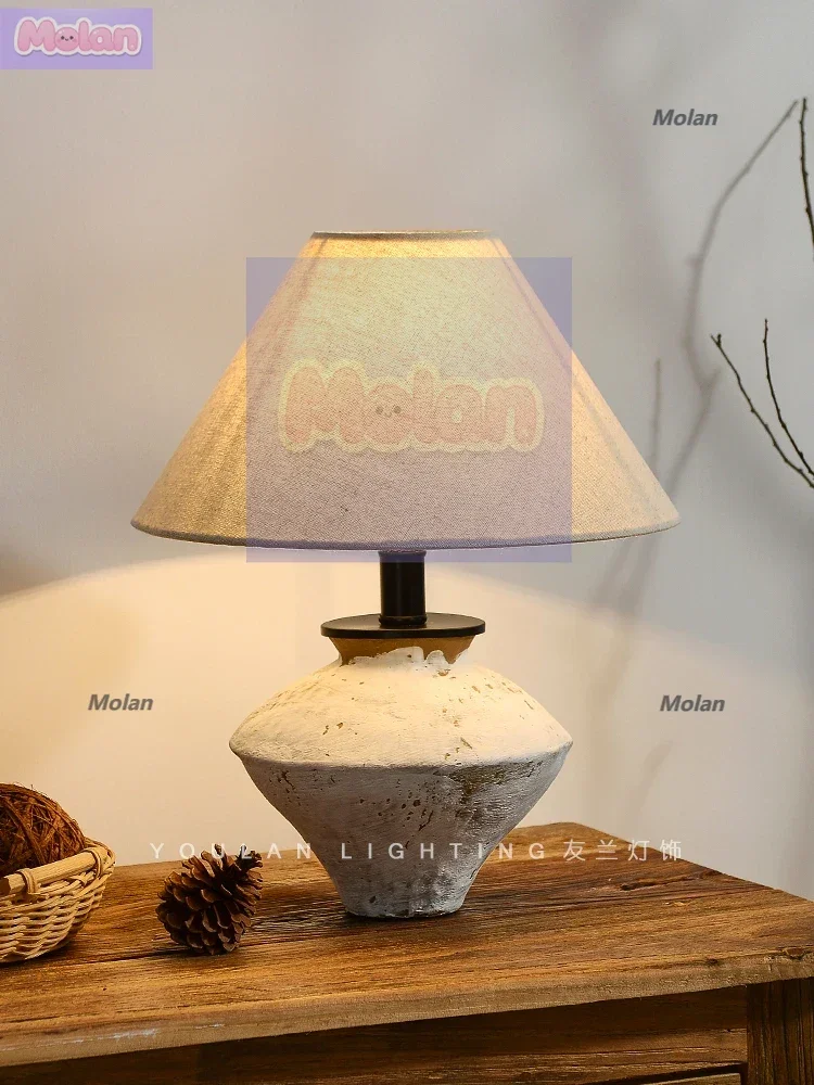 Wabi-**** مصباح الرياح الكريمي، غرفة الشاي طاولة الشاي طاولة القهوة طاولة الشاي وعاء الفخار الخشن زخرفة، زن الجدول الصيني القديم la #1