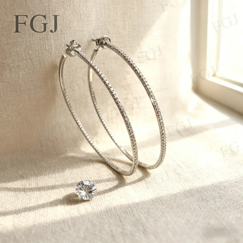 

D Color Customized Hoop Earrings Moissanite Stone Round 1.3mm Sparkling Gem Drop Earrings for Women Birthday Anniversary Jewelry