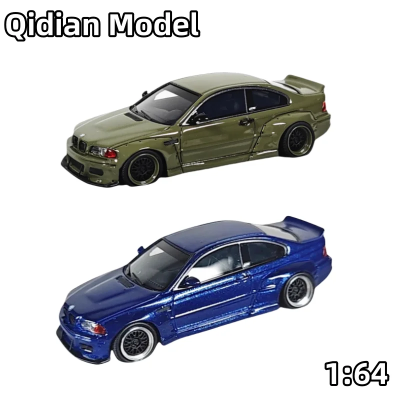 1:64 BMW M3 CSL E46 Wide body modified low party simulation alloy static car model car, adult collection, room decoration.