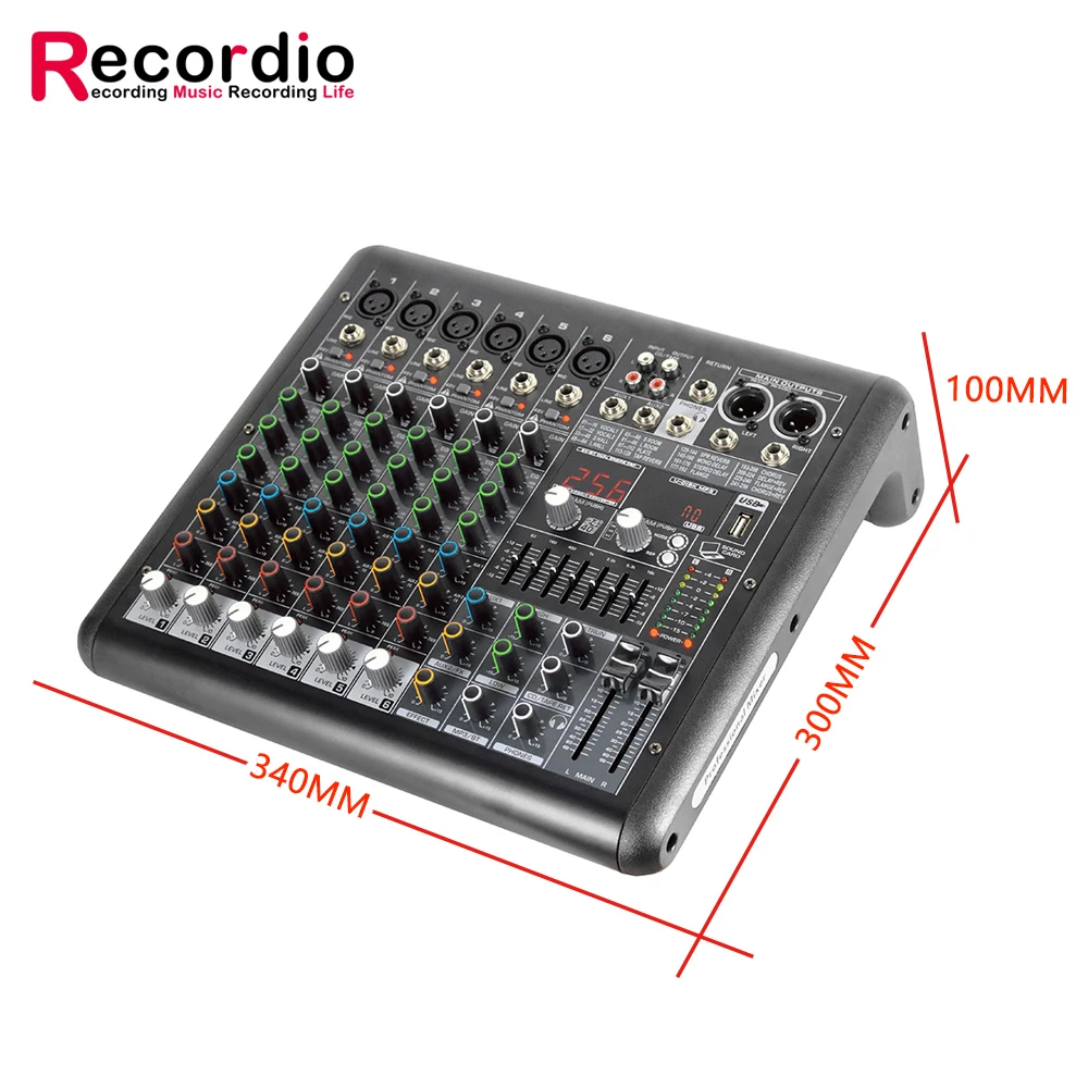 GAX-MR6 Pro 6 canaux audio mixeur de puissance sonore console de mixage avec procureur console de mixage audio mixeur audio 256 effets numériques DSP