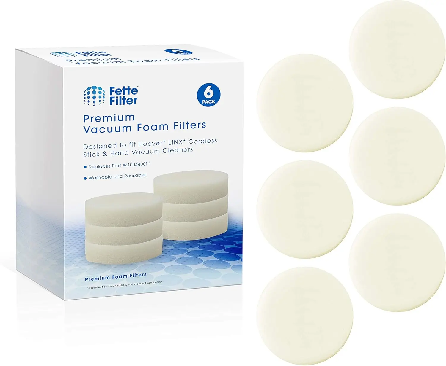 

- Vacuum Foam Filter Compatible with LiNX CordlStick and Hand Vacuums. Compare to Part # 410044001. (6-Pack)