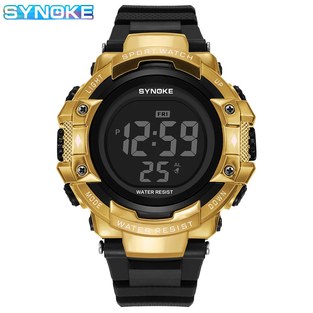 Digital LED Watch For Men Multifunction Alarm Electronic Clock 50M Waterproof Watch,SYNOKE 9829