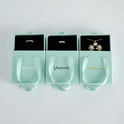 24 Product Package Box Custom Logo 11x11x4cm Portable Jewelry Boxes Necklaces Bracelet Drawer Sliding Organizer Box with Handle