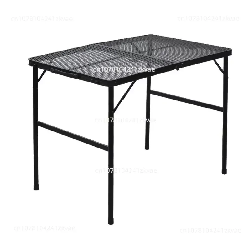 Aluminum Camping Table with Mesh Top, Light and Portable, Collapsible Barbecue Table, Height Adjustable, Suitable for 6