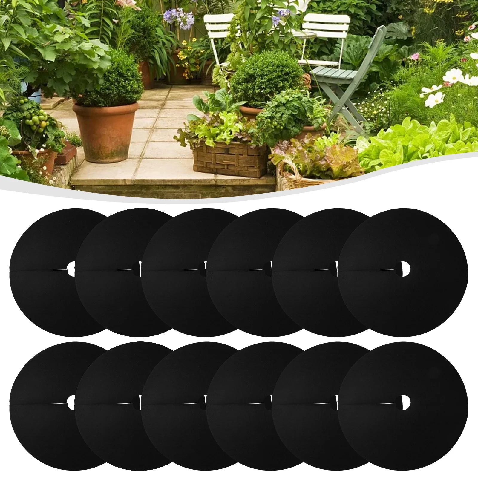 

12pcs Grass Cloth For Garden Farm Orchard Protection Grass Mat Black 52x52x6cm/62x62x7cm Garden Plant Replacement Spare Parts