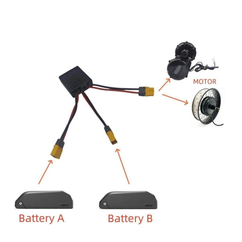 Picture 4: Battery Parallel Module Connector Adapter Battery Discharge Converter Double Battery Pack Switches Balancer for E-Bike