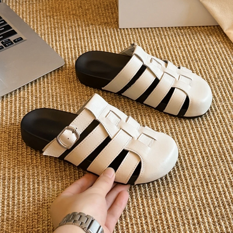 

AIYUQI 2026 New Women's Slippers Flat Non slip Woven Slippers Women Summer Closed toe Leisure Beach Shoes frail
